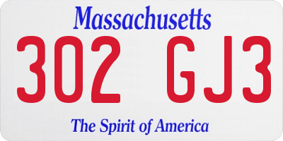 MA license plate 302GJ3