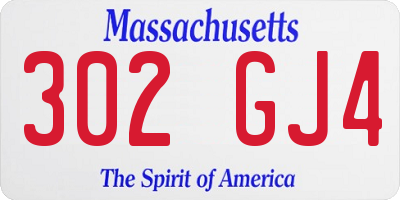 MA license plate 302GJ4