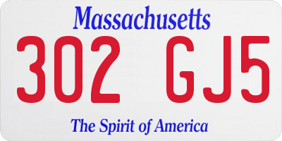 MA license plate 302GJ5