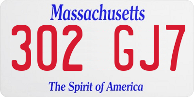 MA license plate 302GJ7