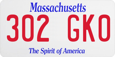 MA license plate 302GK0