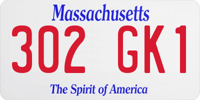 MA license plate 302GK1