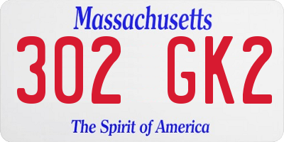 MA license plate 302GK2