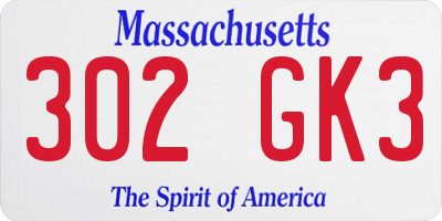 MA license plate 302GK3
