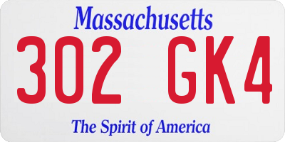 MA license plate 302GK4
