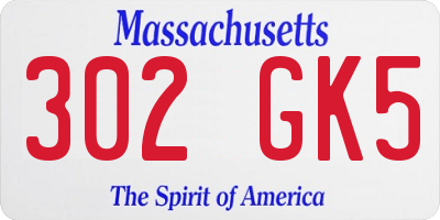 MA license plate 302GK5