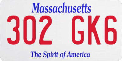 MA license plate 302GK6