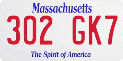 MA license plate 302GK7