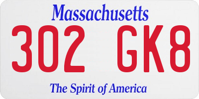 MA license plate 302GK8