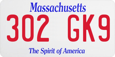 MA license plate 302GK9