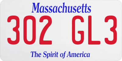 MA license plate 302GL3