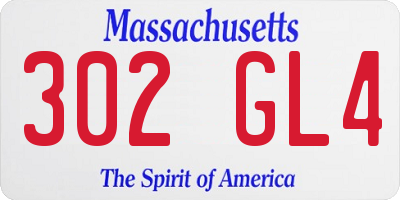 MA license plate 302GL4