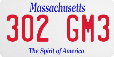 MA license plate 302GM3