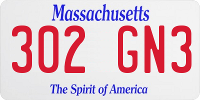MA license plate 302GN3