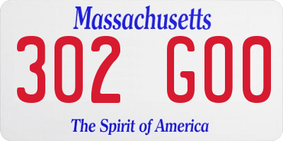 MA license plate 302GO0