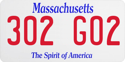 MA license plate 302GO2