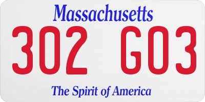 MA license plate 302GO3