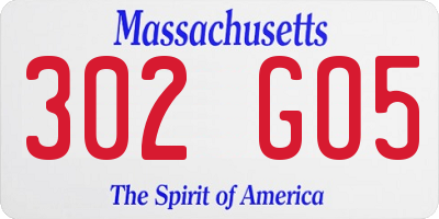 MA license plate 302GO5