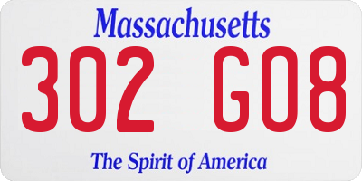 MA license plate 302GO8