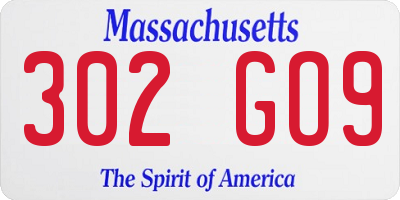 MA license plate 302GO9