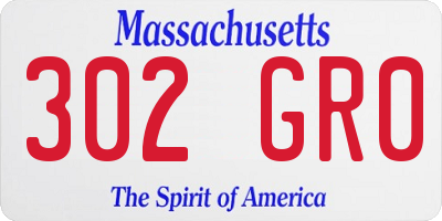 MA license plate 302GR0