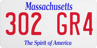 MA license plate 302GR4