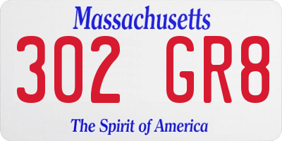 MA license plate 302GR8