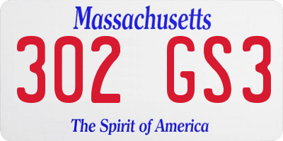 MA license plate 302GS3