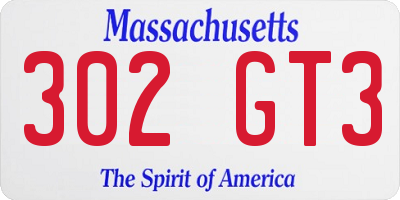 MA license plate 302GT3