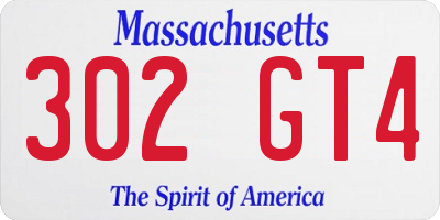 MA license plate 302GT4