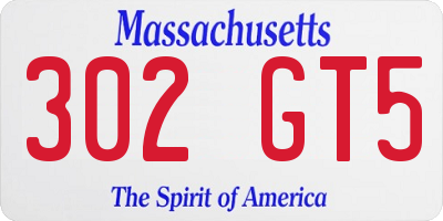 MA license plate 302GT5