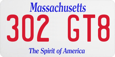 MA license plate 302GT8