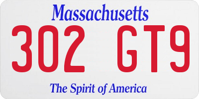 MA license plate 302GT9