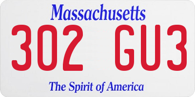 MA license plate 302GU3