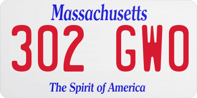 MA license plate 302GW0
