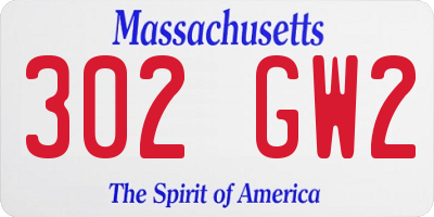 MA license plate 302GW2