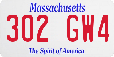 MA license plate 302GW4