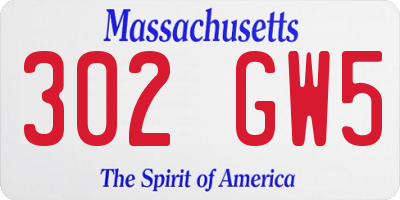 MA license plate 302GW5
