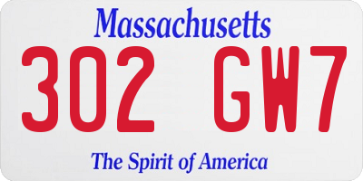 MA license plate 302GW7