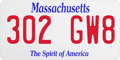 MA license plate 302GW8