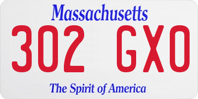 MA license plate 302GX0