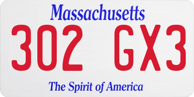 MA license plate 302GX3