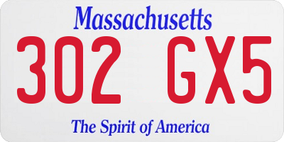 MA license plate 302GX5