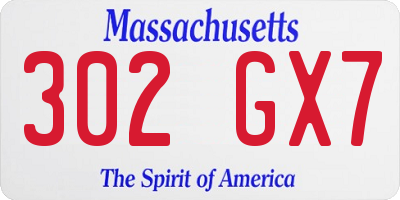 MA license plate 302GX7