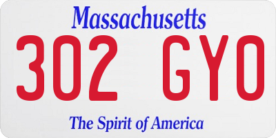 MA license plate 302GY0
