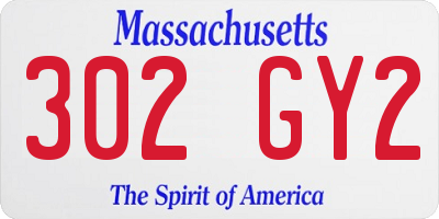 MA license plate 302GY2