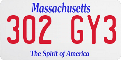 MA license plate 302GY3
