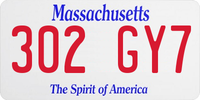 MA license plate 302GY7