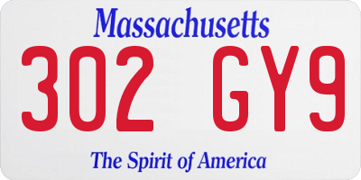 MA license plate 302GY9