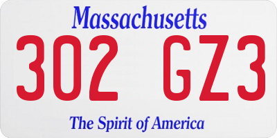 MA license plate 302GZ3